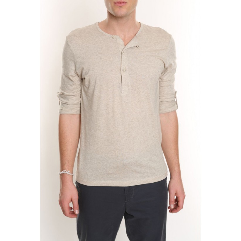 Oatmeal Henley Tee